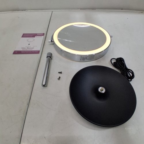 AUXMIR DOUBLE SIDED MAKEUP MIRROR WITH 360° ROTATION & 1X/30X MAGNIFICATION - 9" - SILVER image 6