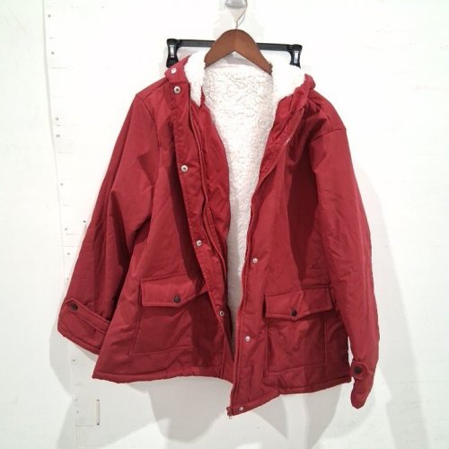 WOMEN'S HOODED FLEECE-LINED JACKET - XL - RED image 2