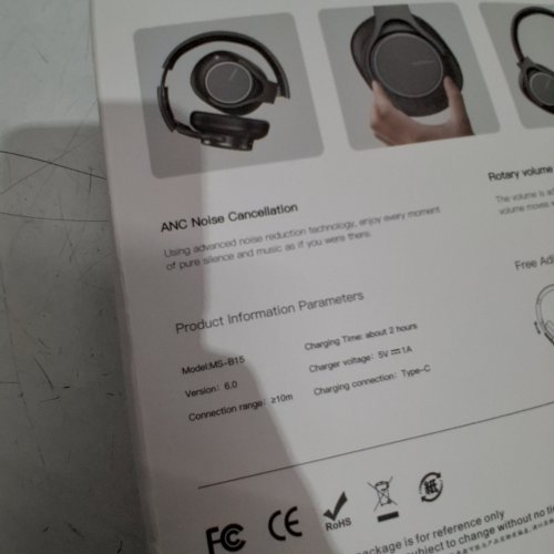 VEATOOL WIRELESS ACTIVE NOISE CANCELLING HEADPHONESWITH DEEP BASS - BLACK (MODEL: MS-B15 ANC) image 4