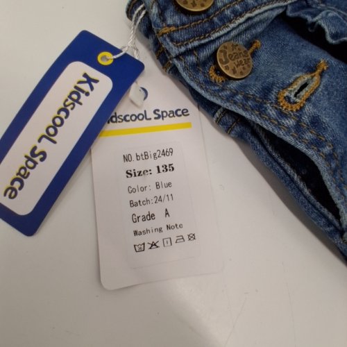 GIRL'S KIDSCOOL SPACE DENIM OVERALLS - 7-8Y (135) - BLUE image 2