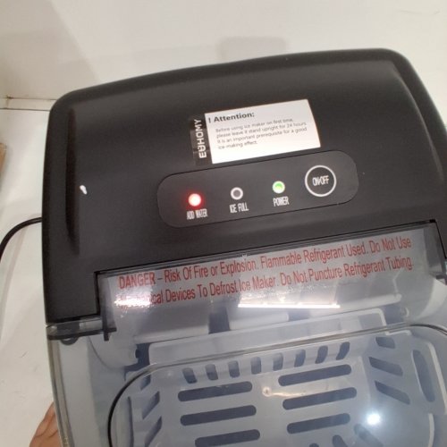 EUHOMY COUNTERTOP ICE MAKER MACHINE WITH HANDLE, BASKET AND SCOOP - MAKES 26LB/DAY - BLACK (MODEL: IM001-BBL-CAEH) image 2