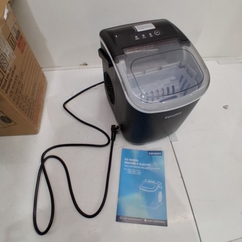 EUHOMY COUNTERTOP ICE MAKER MACHINE WITH HANDLE, BASKET AND SCOOP - MAKES 26LB/DAY - BLACK (MODEL: IM001-BBL-CAEH) image 3