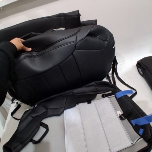 16PC EKR LEATHER WATERPROOF CAR SEAT COVERS - FITS SELECTED RAM 1500 MODELS - BLACK image 3