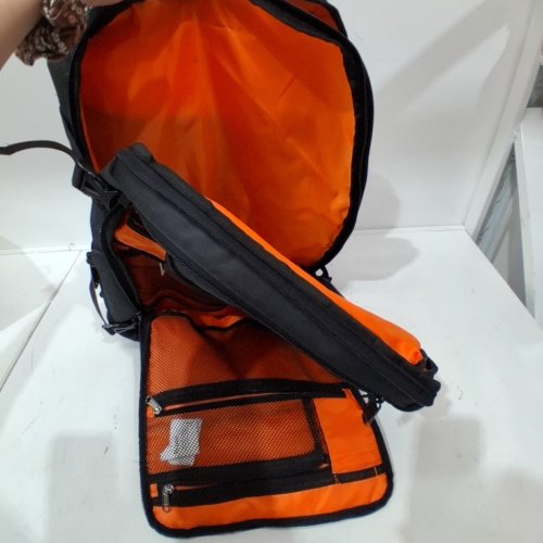 AMAZON BASICS SLIM CARRY ON LAPTOP TRAVEL WEEKENDER BACKPACK - BLACK/ORANGE image 3