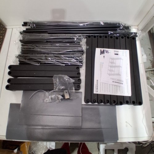 SONGMICS METAL FOLDING WARDROBE CLOSET WITH HANGING BARS & CLOTHES RACK - 17" X 44" X 65" - GREY (MODEL: RYG024G02) image 2