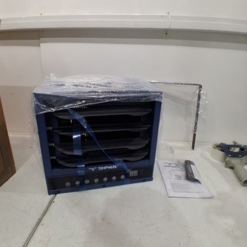TEMPWARE 7500W ELECTRIC GARAGE HEATER, DIGITAL FAN-FORCED CEILING MOUNT SHOP HEATER WITH FULL-FUNCTION REMOTE, 240-VOLT HARDWIRED 12-HOUR TIMER - BLUE (MODEL: TW7500ER) image 2