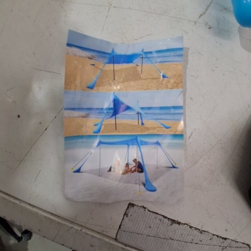 PORTABLE BEACH CANOPY SUN SHELTER WITH CARRY BAG - 11FT X 11FT - BLUE image 2
