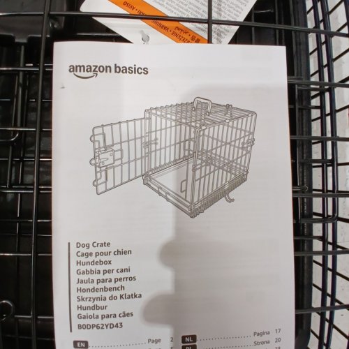 AMAZON BASICS SINGLE DOOR FOLDABLE METAL WIRE DOG CRATE WITH TRAY - 18" X 12.4" X 15" - BLACK image 3