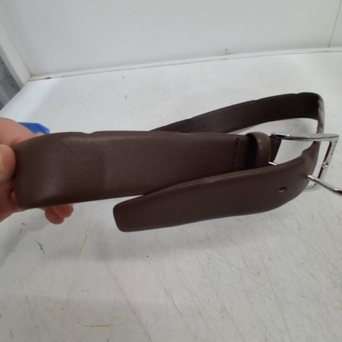 MEN'S HUGO BOSS BUSINESS LEATHER BELT WITH SILVER-TONE PIN BUCKLE - SIZE 30 - BROWN (STYLE: 50503351) image 3