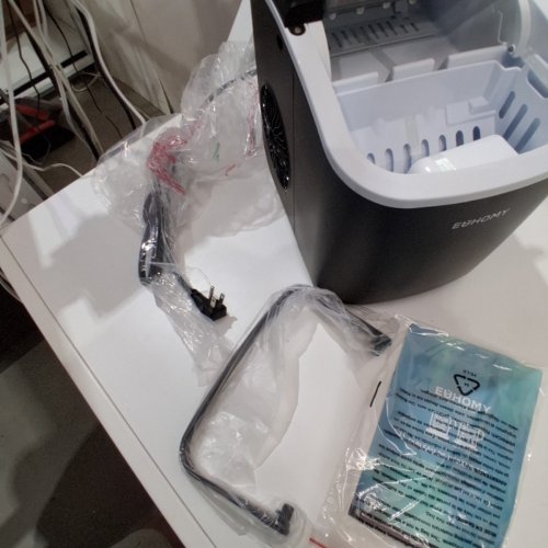 EUHOMY COUNTERTOP ICE MAKER MACHINE WITH HANDLE, BASKET AND SCOOP - MAKES 26LB/DAY - BLACK (MODEL: IM001-BBL-CAEH) image 4