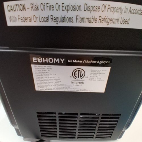 EUHOMY COUNTERTOP ICE MAKER MACHINE WITH HANDLE, BASKET AND SCOOP - MAKES 26LB/DAY - BLACK (MODEL: IM001-BBL-CAEH) image 6