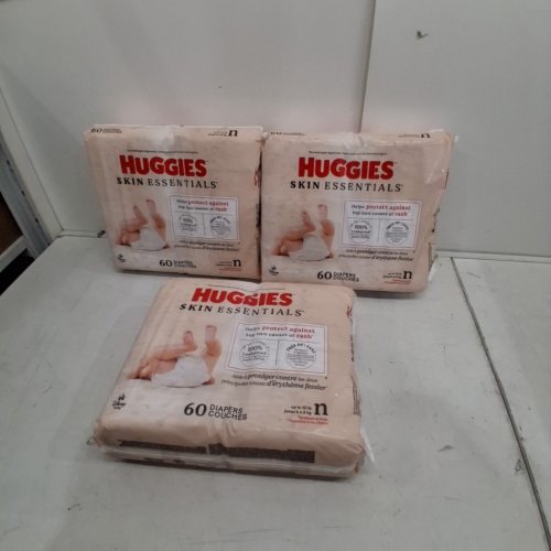 180PK HUGGIES SKIN ESSENTIAL DISPOSABLE DIAPERS - SIZE N (10LBS MAX) image 3