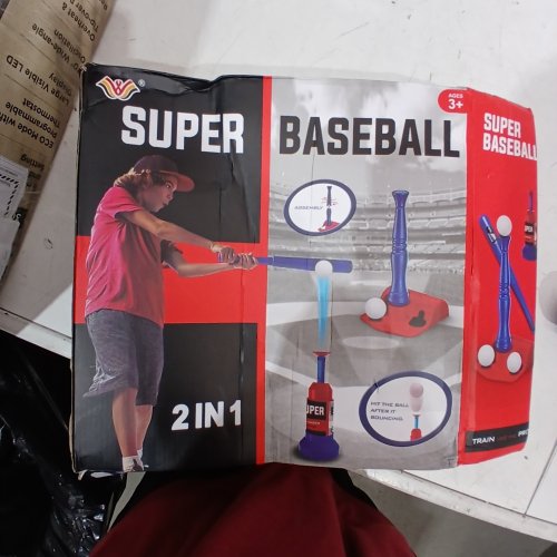 2-IN-1 SUPER BASEBALL TRAINING SET WITH 3 BALLS - TEEBALL AND AUTOMATIC BALL LAUNCHER - 22" BAT - RED AND BLUE image 2