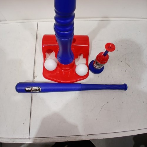 2-IN-1 SUPER BASEBALL TRAINING SET WITH 3 BALLS - TEEBALL AND AUTOMATIC BALL LAUNCHER - 22" BAT - RED AND BLUE image 4