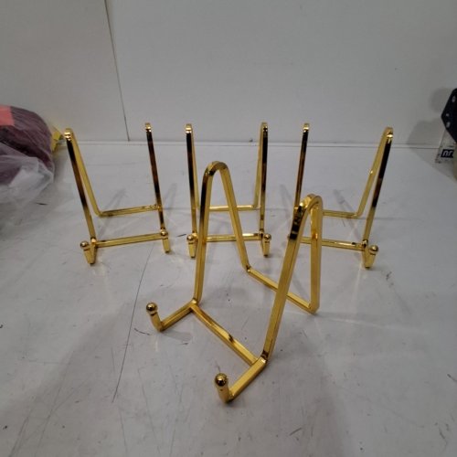 4PK UNBRANDED PLATE HOLDER/EASEL DISPLAY STANDS - 4.5" - GOLD image 2
