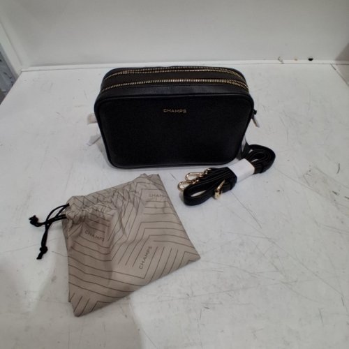 CHAMPS GALA COLLECTION LEATHER DOUBLE-ZIP SHOULDER BAG - BLACK (STYLE: LCB-506) image 3