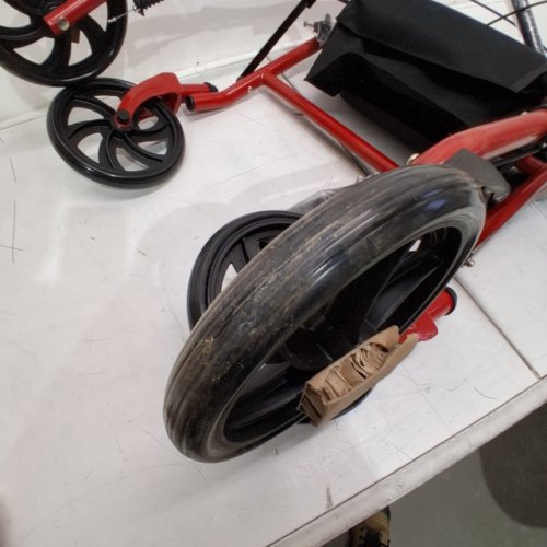 DRIVE MEDICAL 4 WHEEL ROLLATOR WALKER STURDY STEEL FRAME WITH BASKET FOR PERSONAL ITEMS, 7.5" CASTER WHEELS IDEAL FOR INDOOR AND OUTDOOR USE - 300LB MAX - RED (MODEL: 10257RD-1) image 3