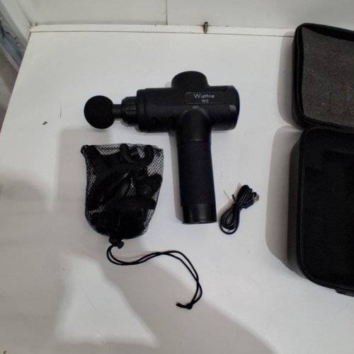 WATTNE MASSAGE DEEP TISSUE PERCUSSION MASSAGE GUN WITH ASSORTED ATTACHMENT HEADS - BLACK - (MODEL: W2/RC-MG-010) image 3