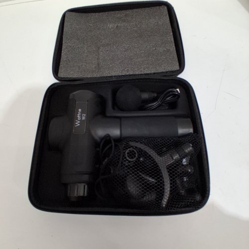 WATTNE MASSAGE DEEP TISSUE PERCUSSION MASSAGE GUN WITH ASSORTED ATTACHMENT HEADS - BLACK - (MODEL: W2/RC-MG-010) image 4