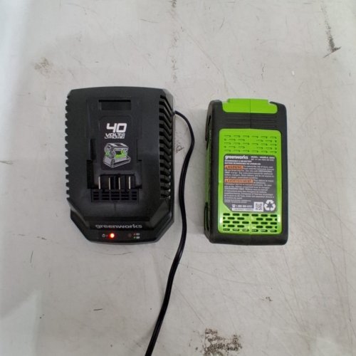 2PC GREENWORKS 2.0 AH RECHARGEABLE LITHIUM-ION BATTERY & CHARGER - 40V (MODEL: 29652) image 3