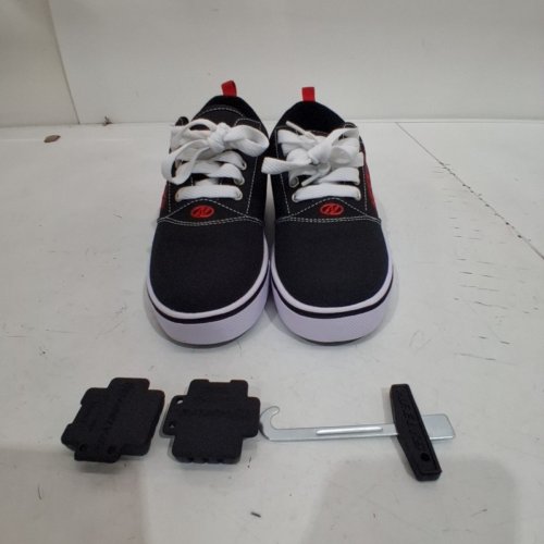 UNISEX HEELYS PRO 20 CANVAS LOW TOP WHEELED SKATE SHOES - SIZE 5 YOUTH - BLACK RED WHITE (STYLE: HE100757) image 2