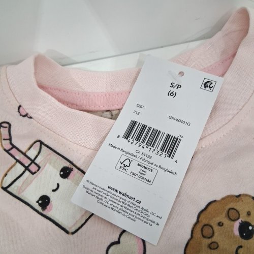 2PC GIRL'S PAJAMA MILK AND COOKIES SET - SMALL (6) - PINK (STYLE: GRF60401G) image 3