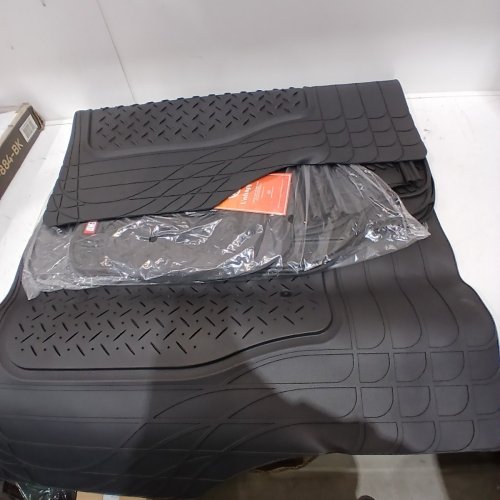 4PC MOTOR TREND FLEXTOUGH PERFORMANCE ALL WEATHER CAR FLOOR MATS AND CARGO LINER - CUSTOM TRIM TO FIT - BLACK - (MODEL:0F-773-BK + OF-884-BK) image 2