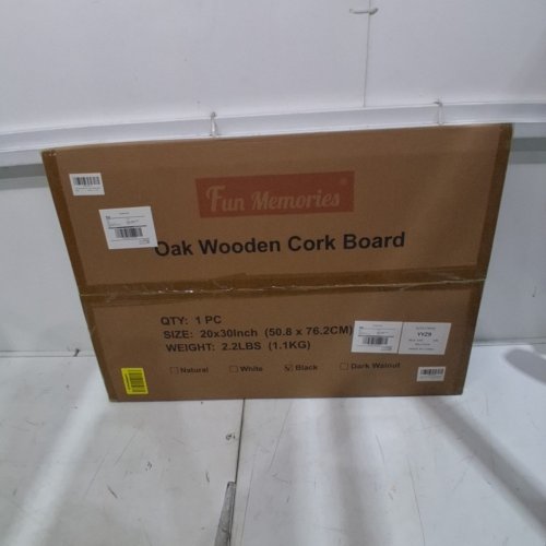 FUN MEMORIES OAK WOODEN FRAMED CORK BOARD BULLETIN BOARD - 20" X 30" - BLACK (MODEL: RMB-OAK01) image 2