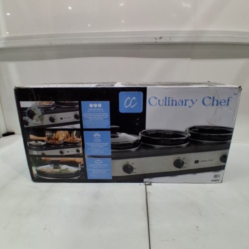 CULINARY CHEF TRIPLE SLOW COOKER - 2.5L (X3) - STAINLESS STEEL/BLACK (MODEL: CCSC3105-SS) image 7