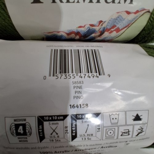 2PK BERNAT PREMIUM ACRYLIC YARN - 7 OZ, 360YARDS - PINE image 2