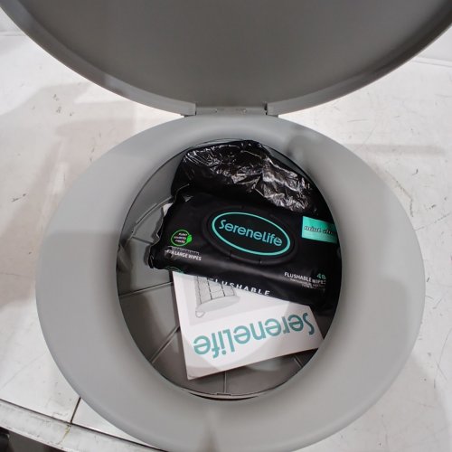 SERENELIFE FOLDABLE TOILET WITH WIPES AND BAGS - 331LBS CAP - 3" TO 12" - GREY (MODEL: SLCATF1GY) image 4