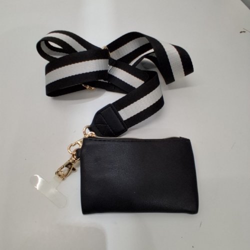 HEYDAY ADJUSTABLE CROSSBODY PHONE STRAP WITH POUCH - EBONY BLACK image 3