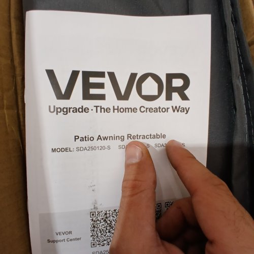 VEVOR RETRACTABLE PATIO SUNSHADE AWNING WITH CRANK HANDLE - 98" - GREY (SDA250120-S) image 2