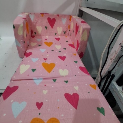 BEAVTAENS TODDLER/CHILDREN 2-IN-1 CONVERTIBLE SOFA/COUCH TO LOUNGER CHAIR - 22" X 15" - PINK/MULTICOLORED HEARTS image 3