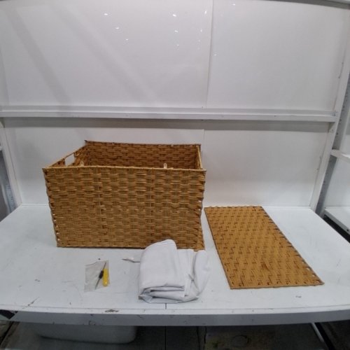 FOLDABLE WICKER STORAGE BASKET WITH LID - 22" X 13" (MODEL: NL265CW01) image 2