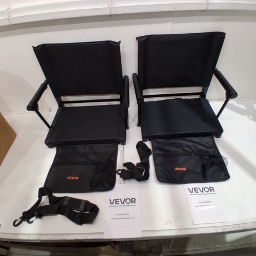 2PK VEVOR FOLDING STADIUM SEATS - 16" X 19" - BLACK - (MODEL: KZ-SS002) image 2