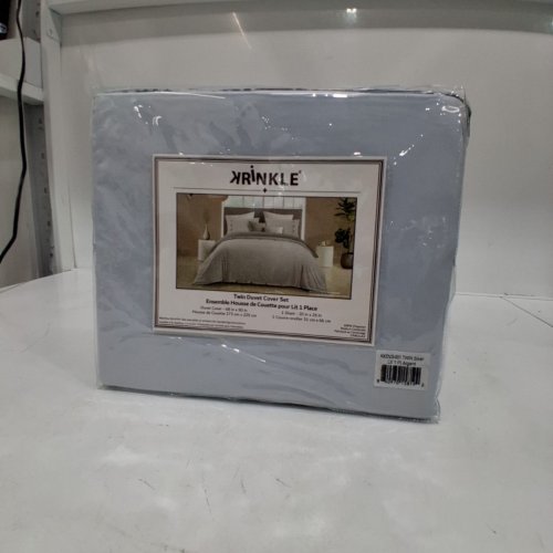 3PC KRINKLE DUVET COVER SET - TWIN - LIGHT BLUE/SILVER (MODEL: KKDV3-001) image 2