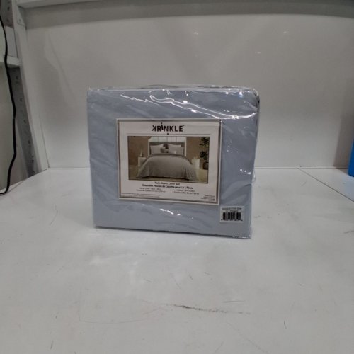 3PC KRINKLE DUVET COVER SET - TWIN - LIGHT BLUE/SILVER (MODEL: KKDV3-001) image 3