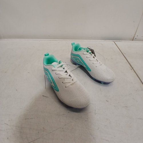 KID'S UMBRO SOCCER FOOTBALL CLEATS - SIZE 4 - WHITE/TEAL - (STYLE: 1985170) image 2