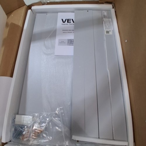 WOODEN WASHER AND DRYER COUNTERTOP WITH EDGE AND 2 HOOKS FOR LAUNDRY ROOM - 53.9" X 27.5" X 2.7" - GREY (MODEL: XYTM0929GY) image 4