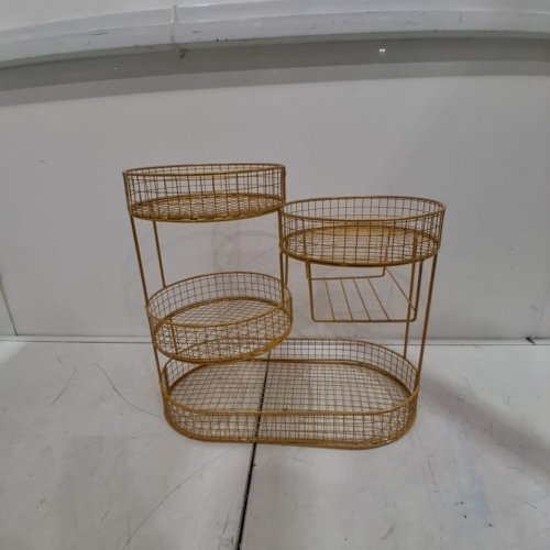FRUIT BASKET BOWL CONTAINER METAL STORAGE - GOLD image 3