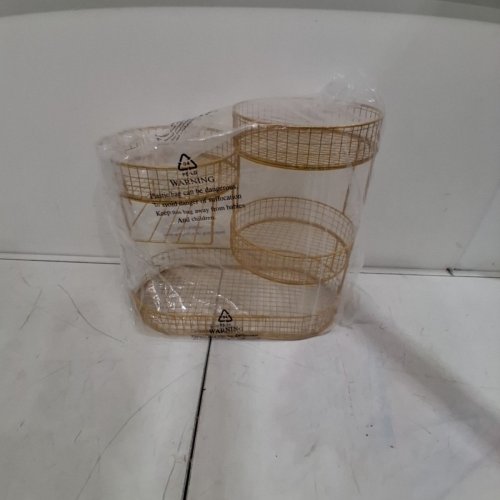 FRUIT BASKET BOWL CONTAINER METAL STORAGE - GOLD image 5