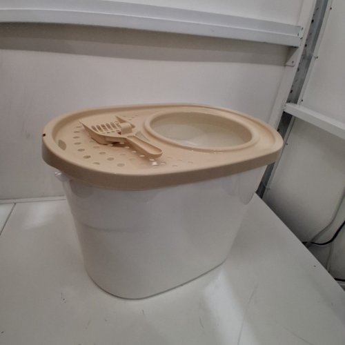 IRIS TOP ENTRY OVAL CAT LITTER BOX - WHITE/BEIGE (MODEL: 589620) image 2