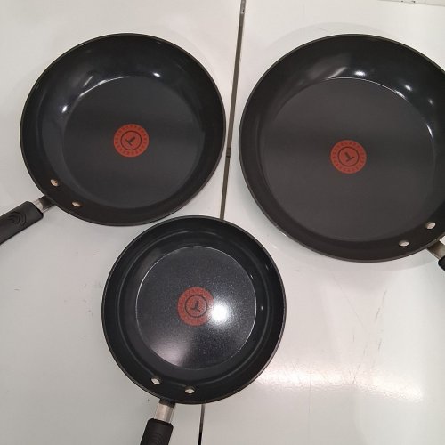 3PC T-FAL CERAMIC NON-STICK SKILLET - 8" -11" - BLACK image 5