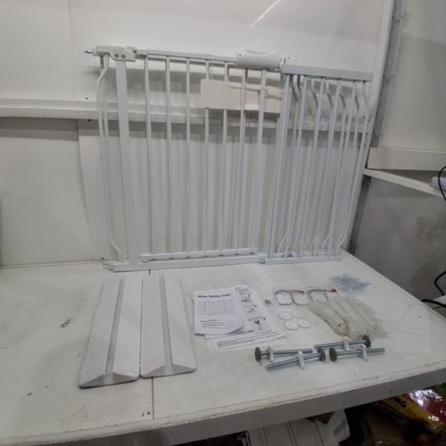 EXTRA WIDE PRESSURE MOUNT METAL BABY GATE WITH WALKTHROUGH SWING & AUTO CLOSE - ADJUSTABLE SIZE (43.31" - 48.03") - PURE WHITE (MODEL: W046) image 2