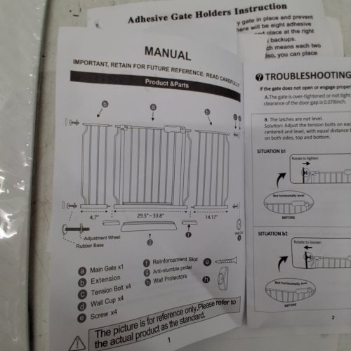 EXTRA WIDE PRESSURE MOUNT METAL BABY GATE WITH WALKTHROUGH SWING & AUTO CLOSE - ADJUSTABLE SIZE (43.31" - 48.03") - PURE WHITE (MODEL: W046) image 4