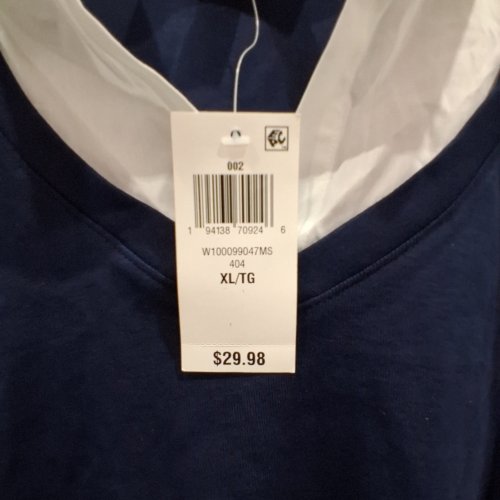 WOMENS KAREN SCOTT CONTRAST COLLAR AND CUFF V-NECK TOP - EXTRA LARGE - NAVY AND WHITE image 3