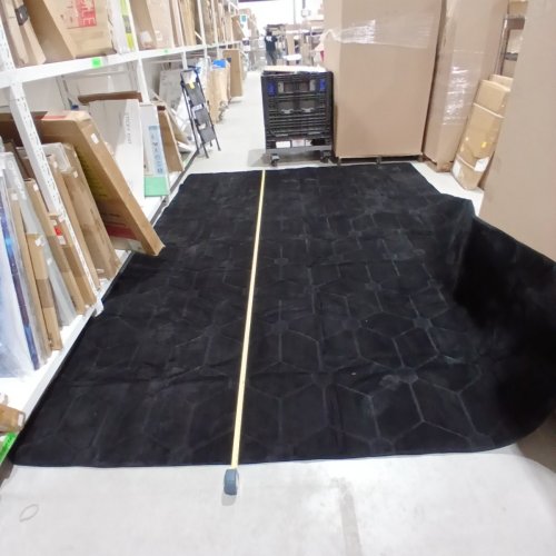 SOUR LEMON GEOMETRIC FLUFFY SOFT LOW PILE AREA RUG - 9FT X 12FT - BLACK image 2