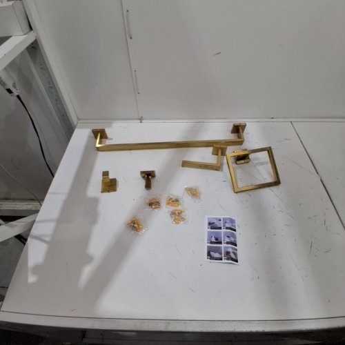 5PC BATHROOM HARDWARE SET - 22" TOWEL BAR - BRUSHED GOLD image 2