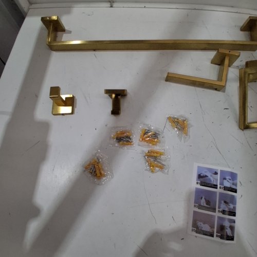 5PC BATHROOM HARDWARE SET - 22" TOWEL BAR - BRUSHED GOLD image 3
